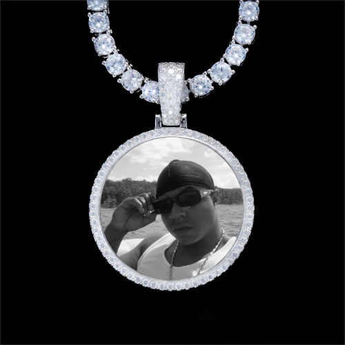 925S & VVS Moissanite 3D Circle Custom Picture Pendant