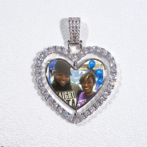 3D Spinning 2-Faced Heart Custom Picture Pendant