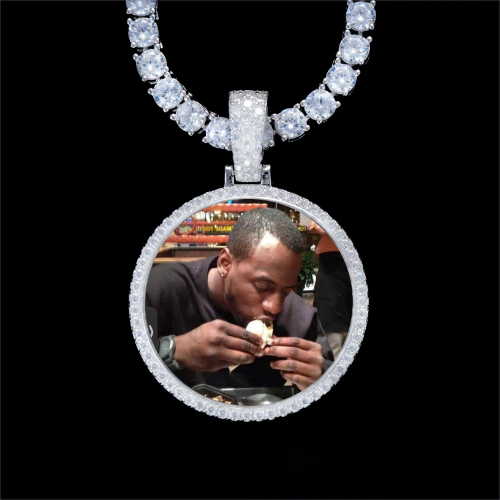 925S & VVS Moissanite 3D Circle Custom Picture Pendant