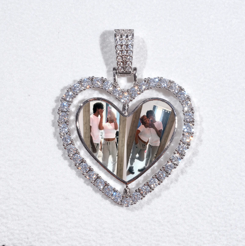 3D Spinning 2-Faced Heart Custom Picture Pendant