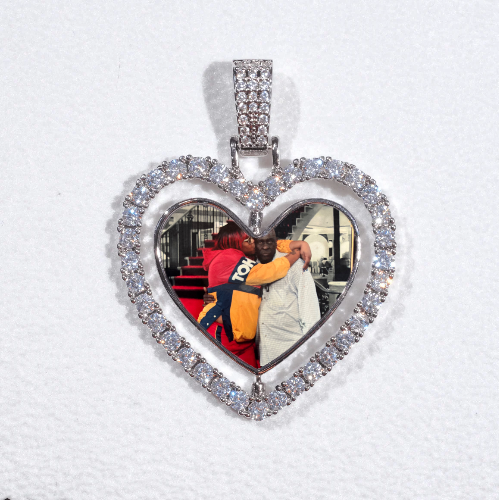 3D Spinning 2-Faced Heart Custom Picture Pendant