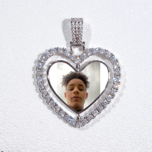 3D Spinning 2-Faced Heart Custom Picture Pendant
