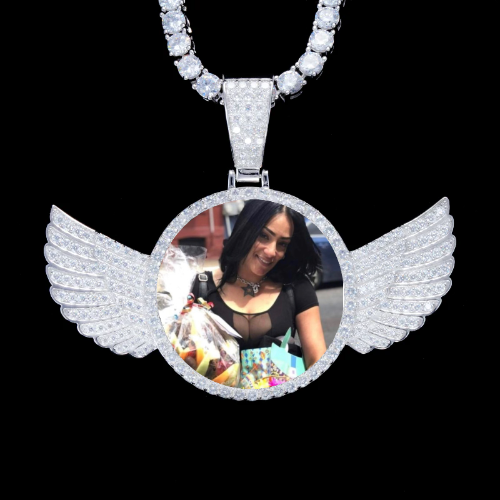 925S & VVS Moissanite 3D Wing Custom Picture Pendant
