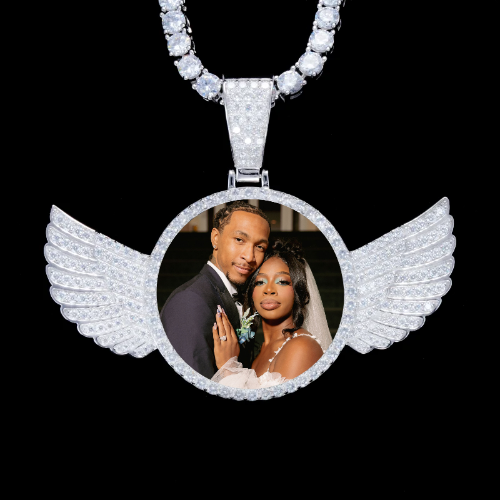 925S & VVS Moissanite 3D Wing Custom Picture Pendant