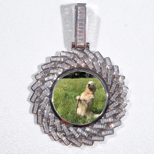 Large 3D Baguette Custom Picture Pendant