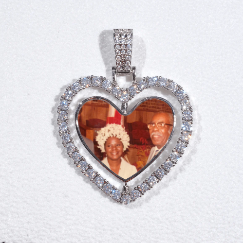 3D Spinning 2-Faced Heart Custom Picture Pendant