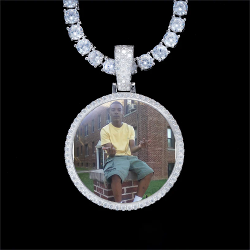 925S & VVS Moissanite 3D Circle Custom Picture Pendant