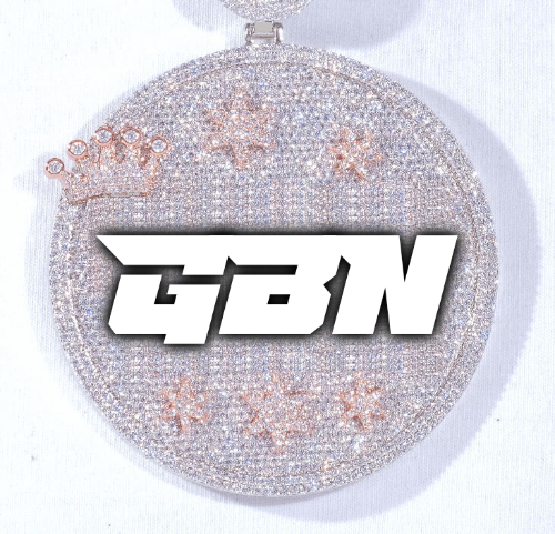 CUSTOM LETTER NECKLACE 3D BIG CROWN DISC