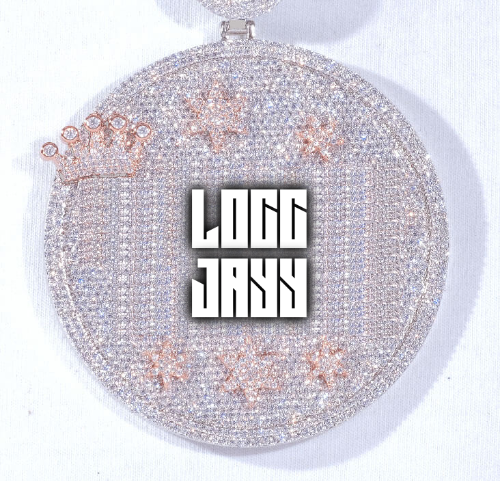 CUSTOM LETTER NECKLACE 3D BIG CROWN DISC