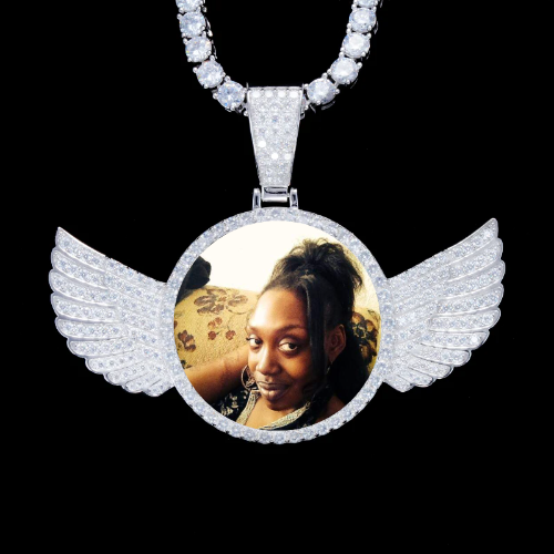 925S & VVS Moissanite 3D Wing Custom Picture Pendant