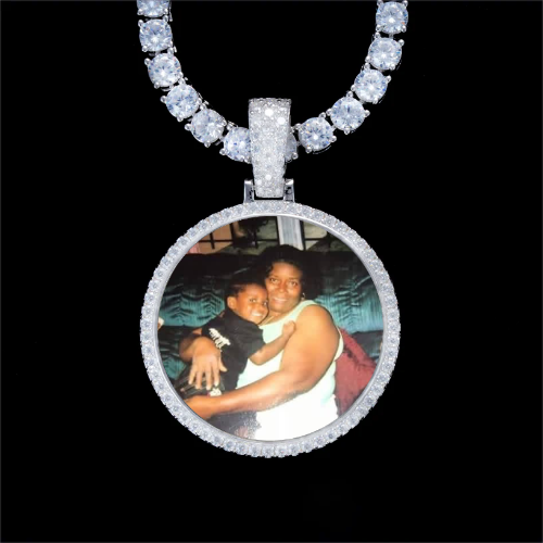 925S & VVS Moissanite 3D Circle Custom Picture Pendant