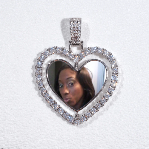 3D Spinning 2-Faced Heart Custom Picture Pendant