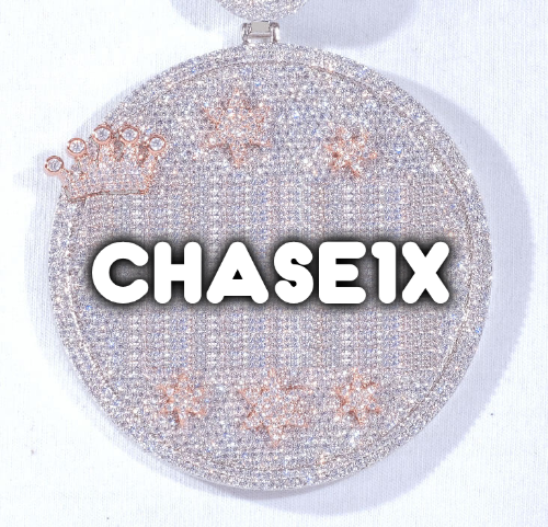 CUSTOM LETTER NECKLACE 3D BIG CROWN DISC