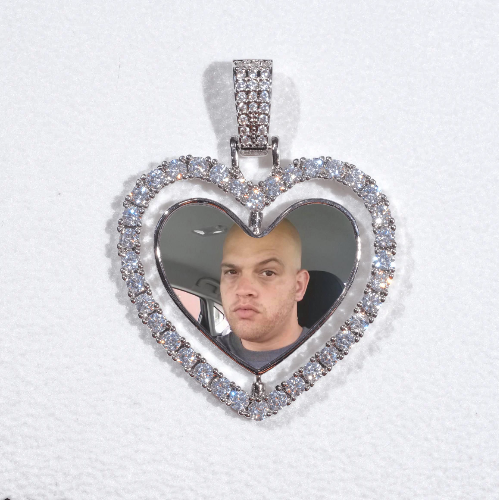 3D Spinning 2-Faced Heart Custom Picture Pendant