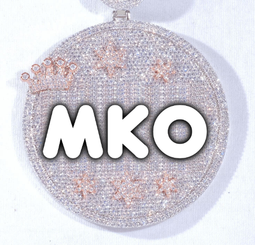 CUSTOM LETTER NECKLACE 3D BIG CROWN DISC