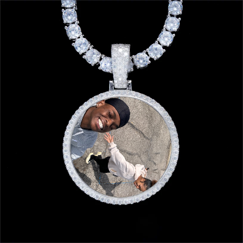 925S & VVS Moissanite 3D Circle Custom Picture Pendant