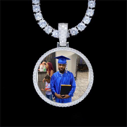 925S & VVS Moissanite 3D Circle Custom Picture Pendant