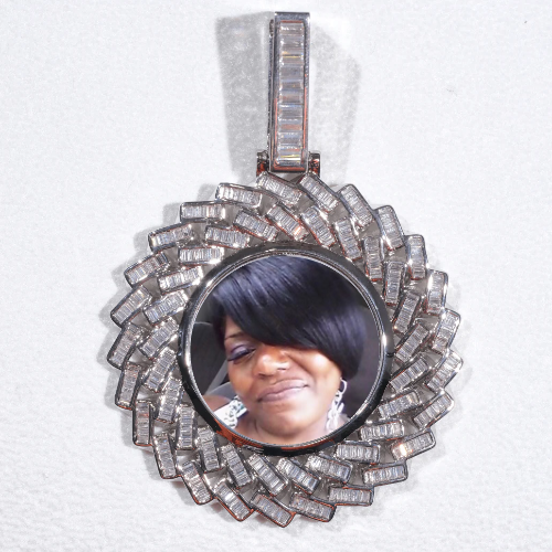 Large 3D Baguette Custom Picture Pendant