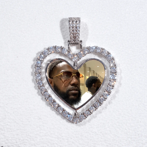 3D Spinning 2-Faced Heart Custom Picture Pendant