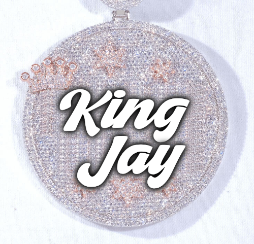CUSTOM LETTER NECKLACE 3D BIG CROWN DISC