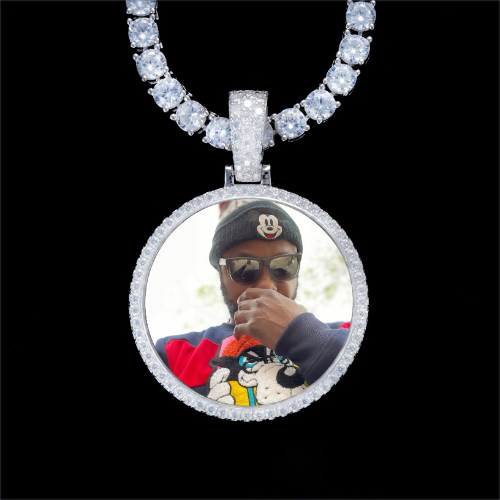 925S & VVS Moissanite 3D Circle Custom Picture Pendant