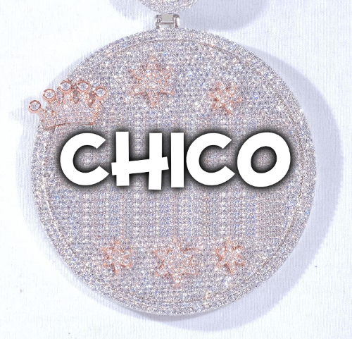 CUSTOM LETTER NECKLACE 3D BIG CROWN DISC