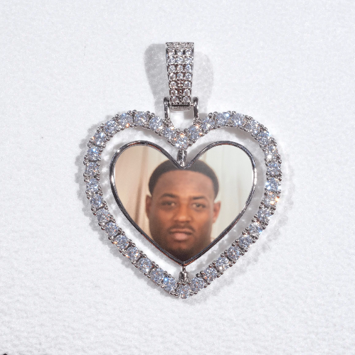 3D Spinning 2-Faced Heart Custom Picture Pendant