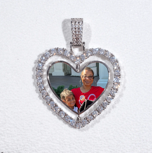 3D Spinning 2-Faced Heart Custom Picture Pendant