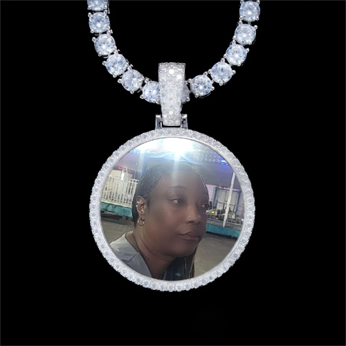 925S & VVS Moissanite 3D Circle Custom Picture Pendant