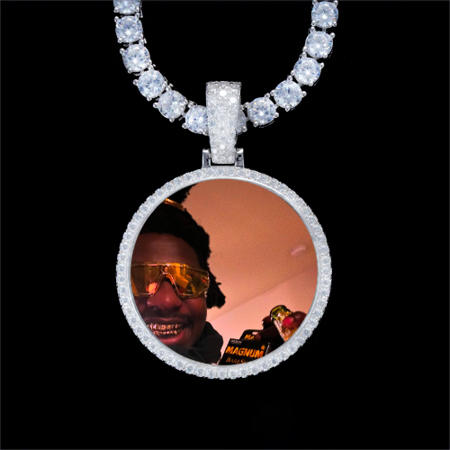 925S & VVS Moissanite 3D Circle Custom Picture Pendant