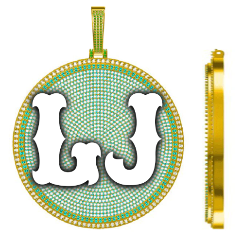 CUSTOM LETTER NECKLACE 3D BIG DISC