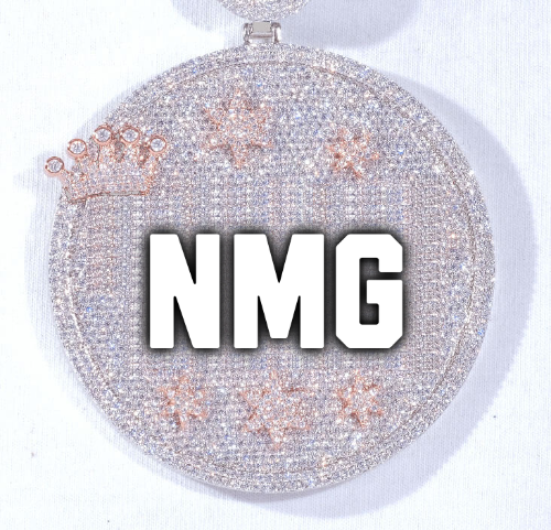 CUSTOM LETTER NECKLACE 3D BIG CROWN DISC