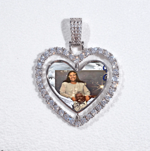 3D Spinning 2-Faced Heart Custom Picture Pendant