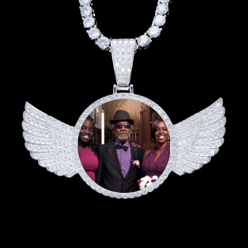 925S & VVS Moissanite 3D Wing Custom Picture Pendant