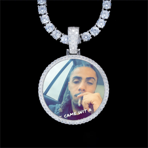 925S & VVS Moissanite 3D Circle Custom Picture Pendant