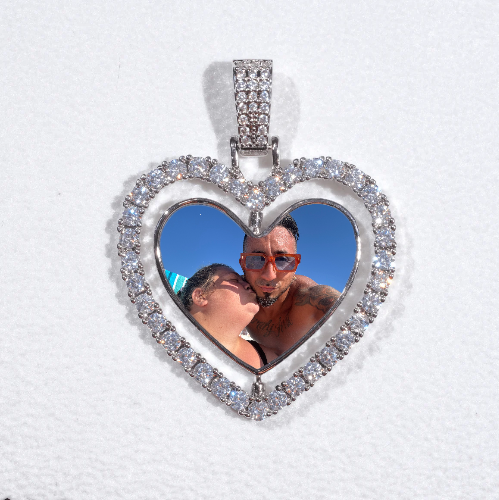 3D Spinning 2-Faced Heart Custom Picture Pendant