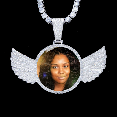 925S & VVS Moissanite 3D Wing Custom Picture Pendant