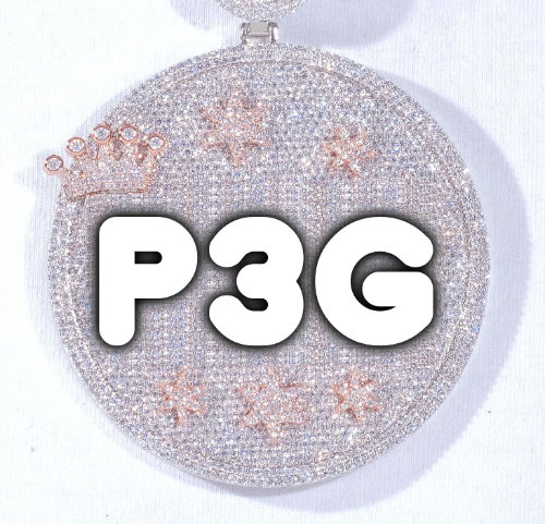 CUSTOM LETTER NECKLACE 3D BIG CROWN DISC