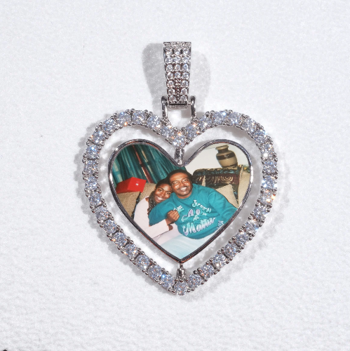 3D Spinning 2-Faced Heart Custom Picture Pendant