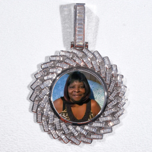Large 3D Baguette Custom Picture Pendant