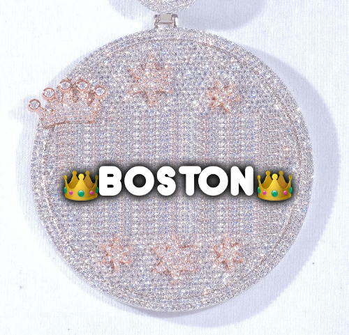 CUSTOM LETTER NECKLACE 3D BIG CROWN DISC