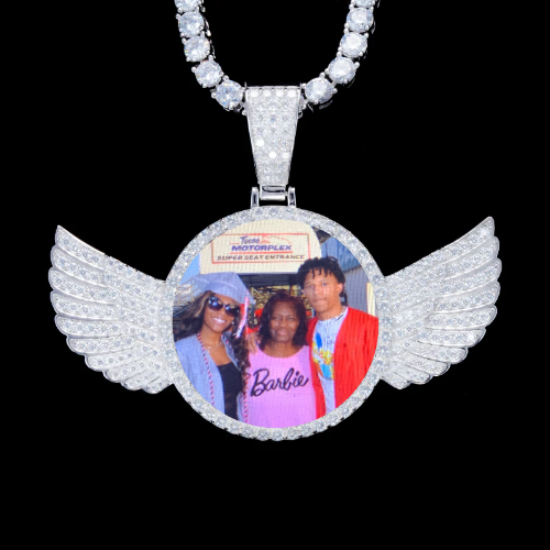 925S & VVS Moissanite 3D Wing Custom Picture Pendant