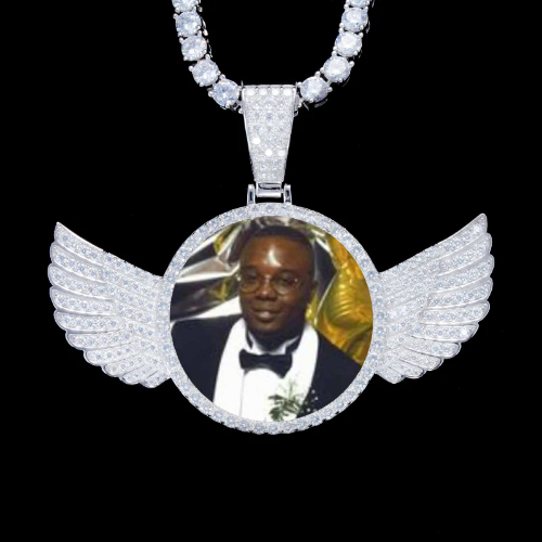 925S & VVS Moissanite 3D Wing Custom Picture Pendant