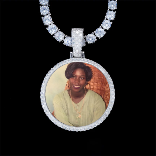 925S & VVS Moissanite 3D Circle Custom Picture Pendant