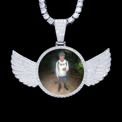 925S & VVS Moissanite 3D Wing Custom Picture Pendant
