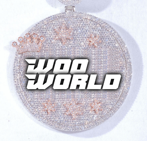 CUSTOM LETTER NECKLACE 3D BIG CROWN DISC