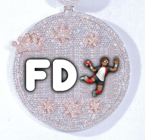 CUSTOM LETTER NECKLACE 3D BIG CROWN DISC