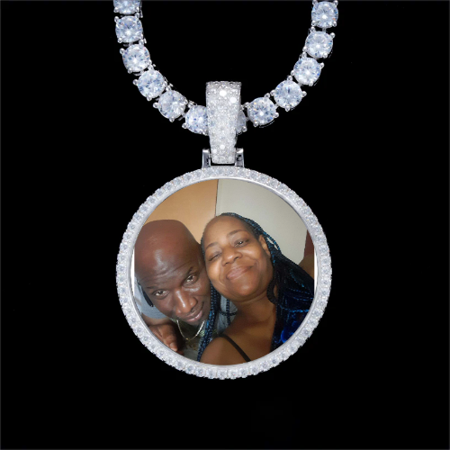 925S & VVS Moissanite 3D Circle Custom Picture Pendant