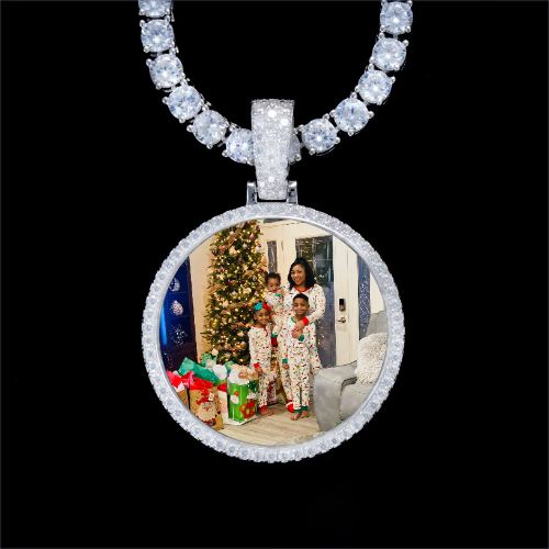 925S & VVS Moissanite 3D Circle Custom Picture Pendant