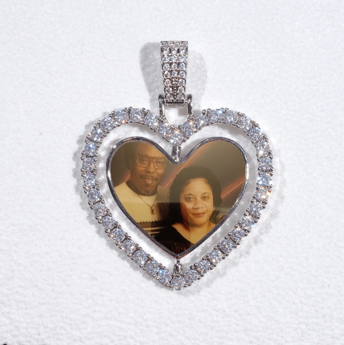 3D Spinning 2-Faced Heart Custom Picture Pendant